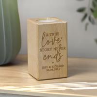 Personalised Love Story Wooden Tealight Holder Extra Image 1 Preview